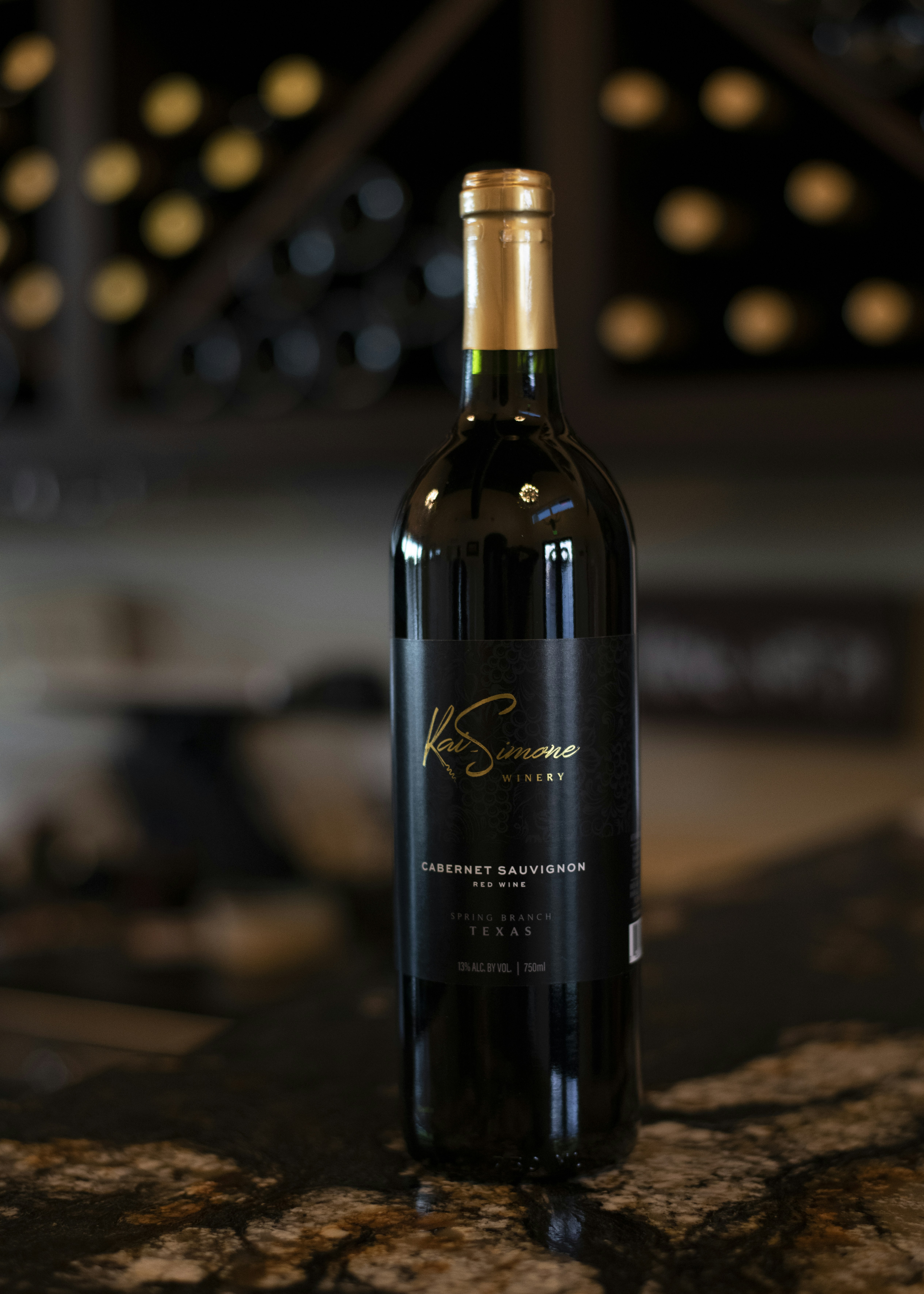 Elegant wine bottles in cellar